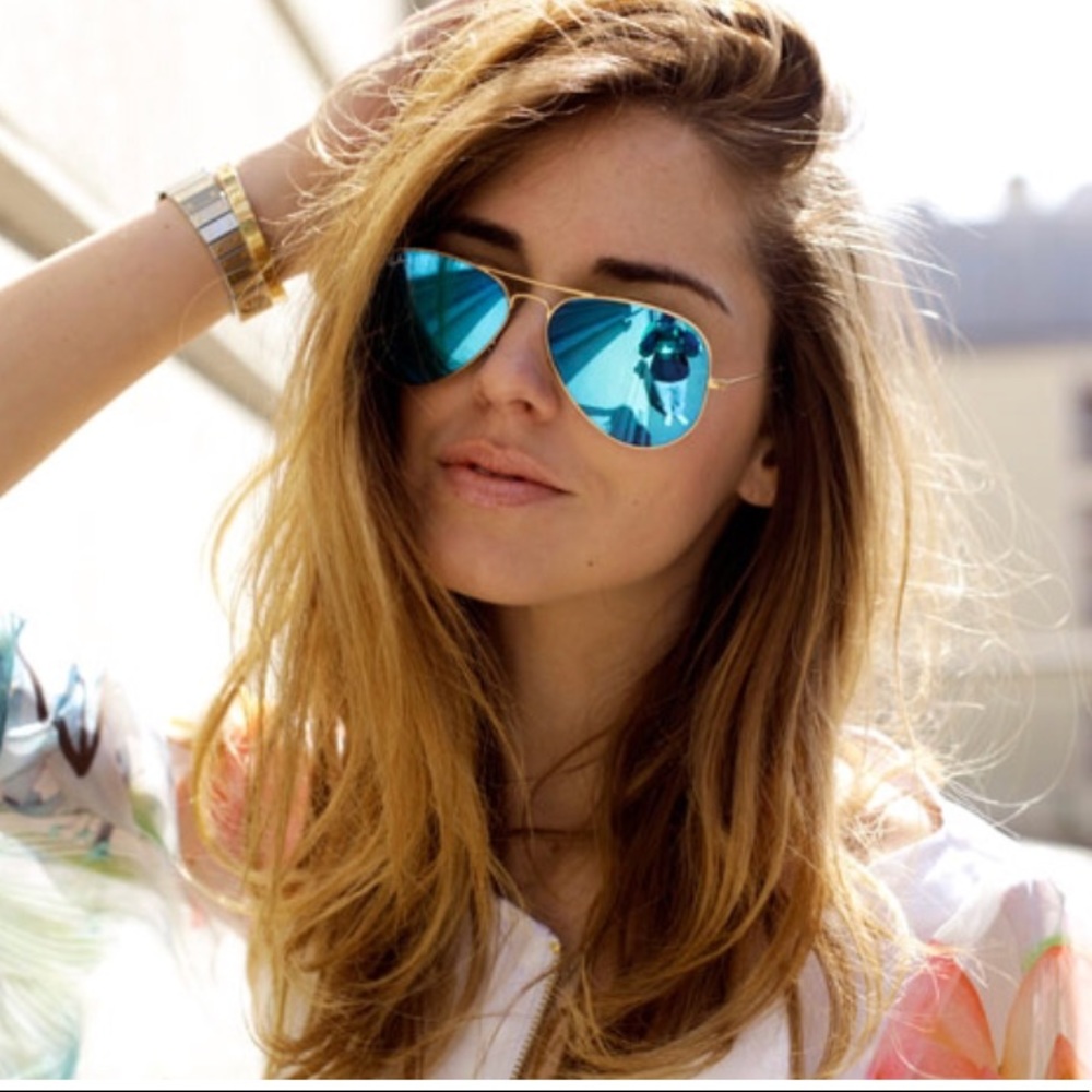 womens ray ban mirrored blue aviators